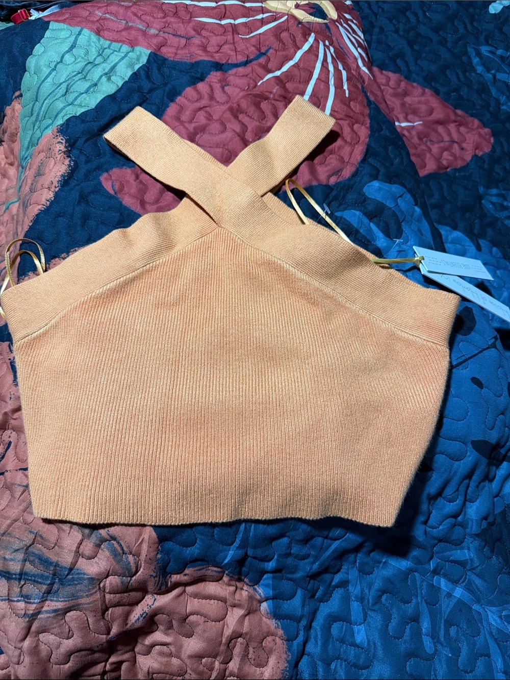 Orange House of Harlow 1960 Cross-Front Knit Crop Top size small